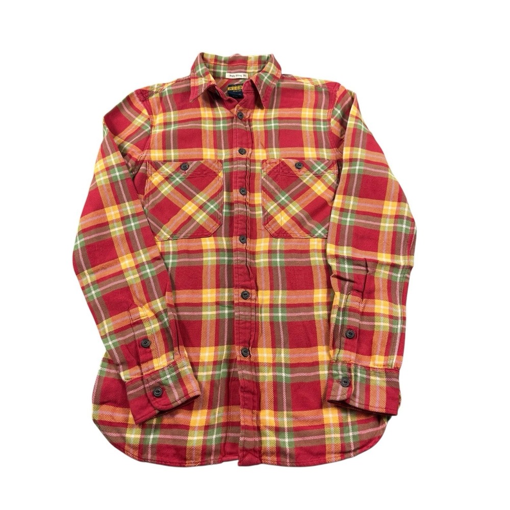 Ralph Lauren‎ Rugby Red Orange Flannel Dual Pocket Shirt Women's Size 6 Rare
